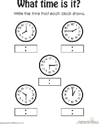 First Grade Telling Time Worksheets