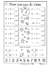 Kindergarten Math Addition Subtraction Worksheet