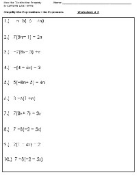 Simplify Expressions Worksheet