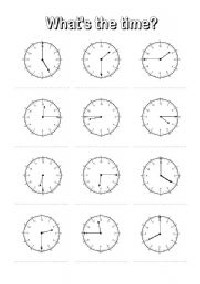 Time and Half Hour Quarter Past Worksheets