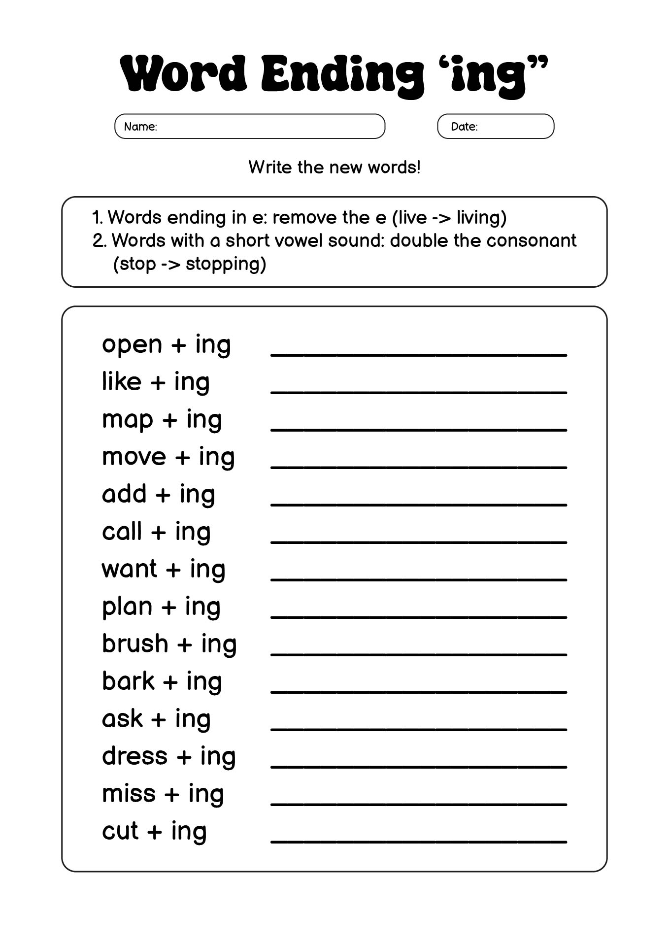 19 Best Images of Suffix ING Worksheets For First Grade - Suffixes
