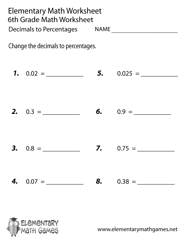 6th Grade Math Worksheets Decimals