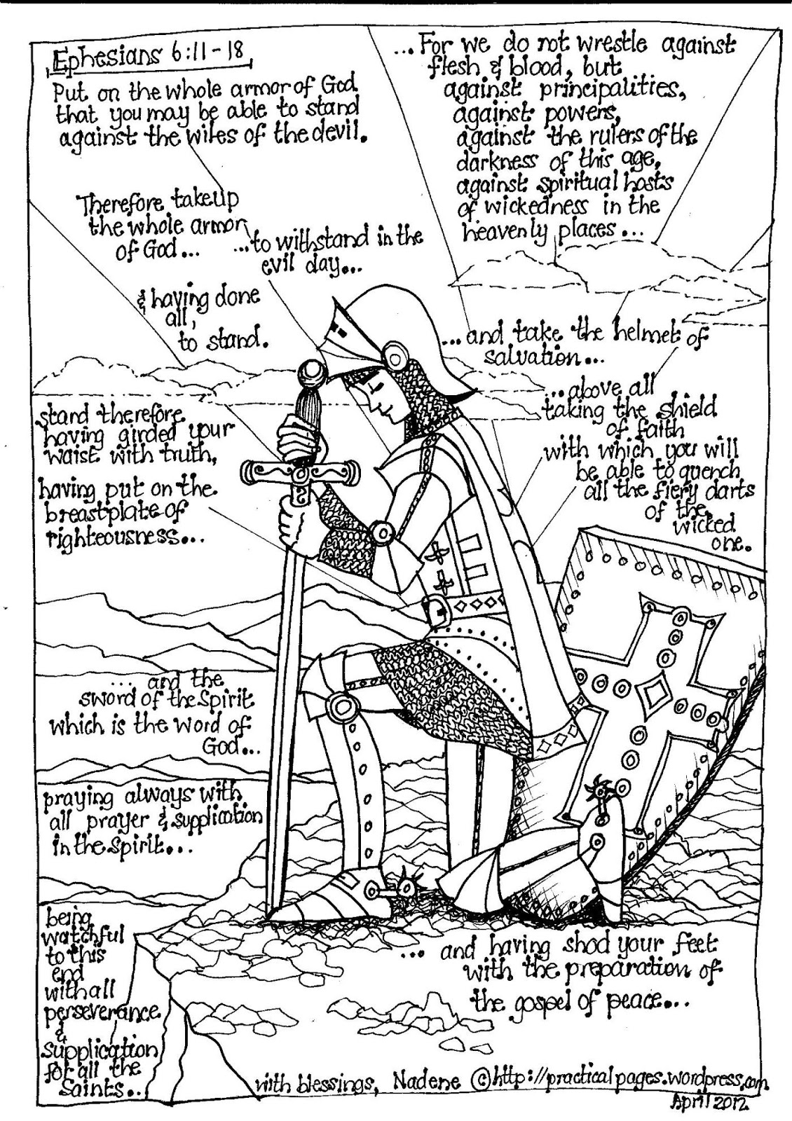 Bible Armor of God Coloring Pages