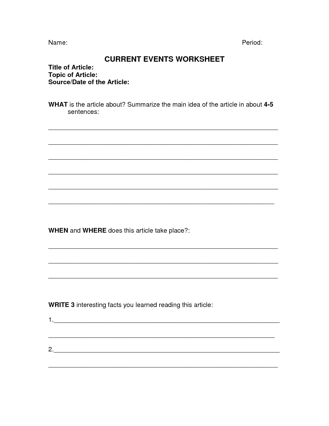 16 Best Images of Current Events Worksheet Current Events Worksheet