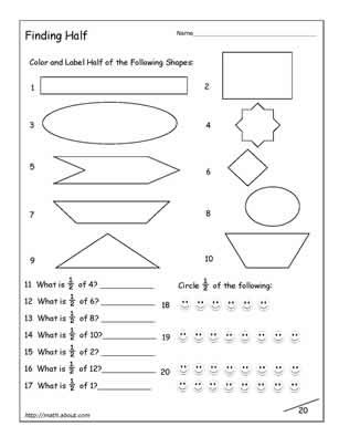 14 Best Images of One Half Fraction Worksheet Kindergarten - Half and