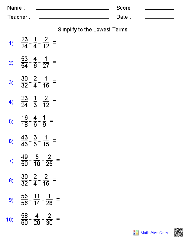 11 Best Images of Fraction Mixed Number Worksheet  Fractions Math Aids Worksheets Answers 