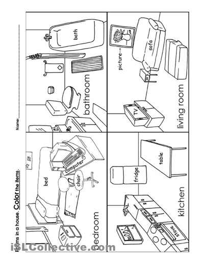 rooms in a house coloring pages - photo #8