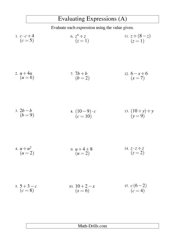 13 Best Images of 6th Grade Algebraic Expressions Worksheets - 6th