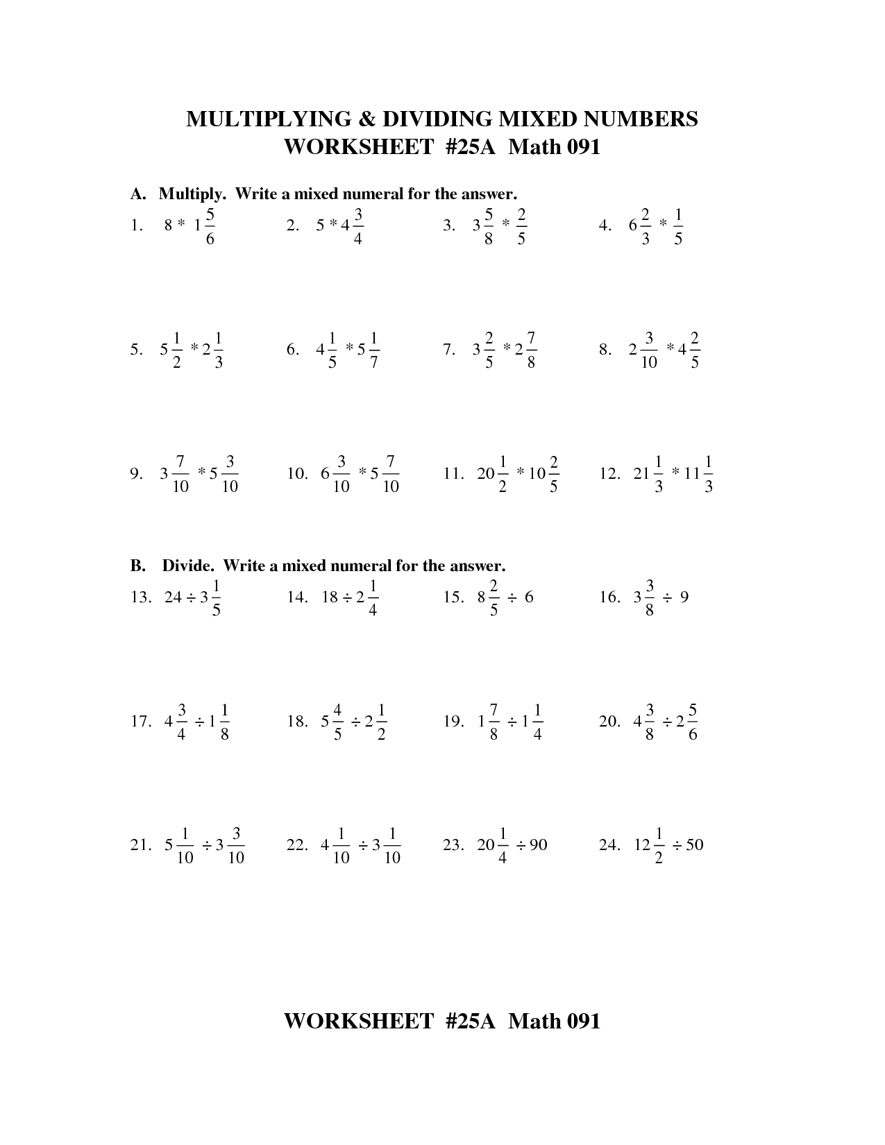8 Best Images of Multiplying And Dividing Fractions Worksheets  Multiplying Dividing Fractions 