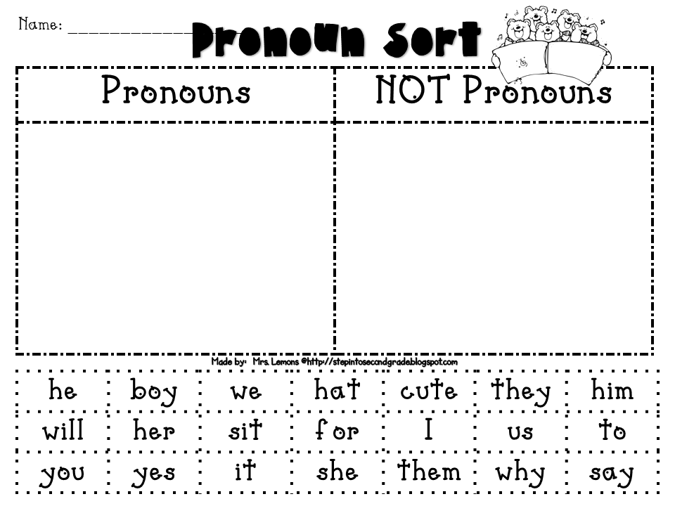 2nd Grade Worksheets Pronouns