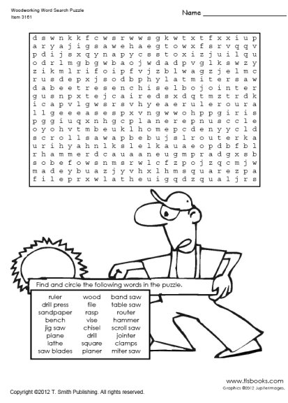 Woodworking Word Search Puzzles