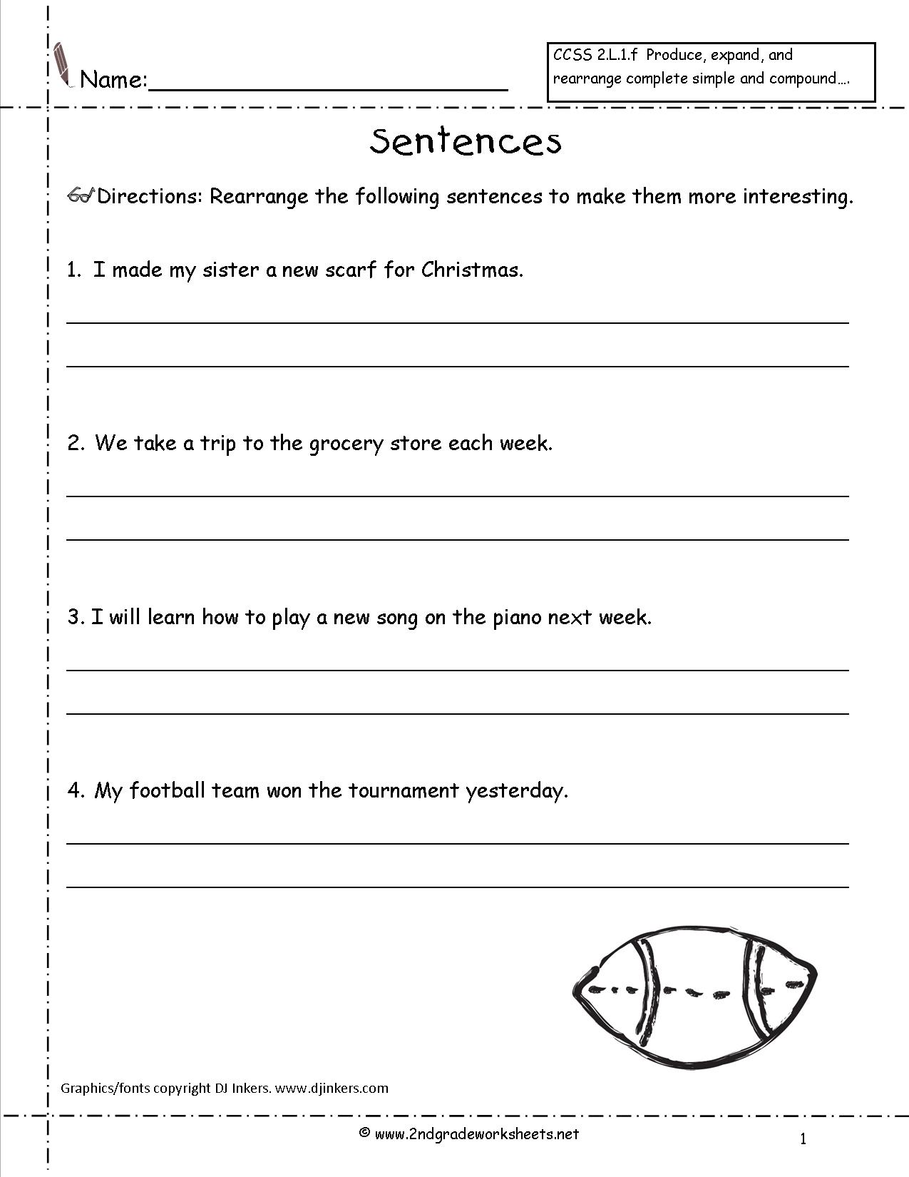 Practice Worksheet For Writing Complete Sentences