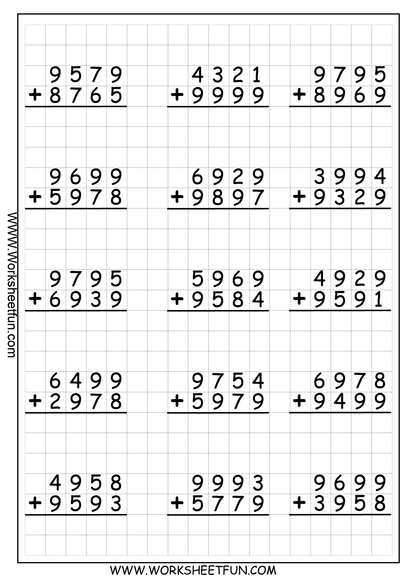 4 Digit Addition and Subtraction Worksheets