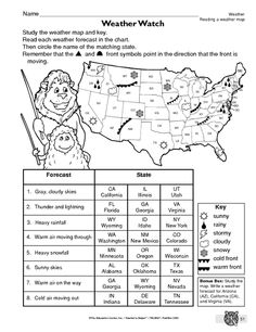 14 Best Images of Weather Worksheets For Middle School - Weather Map