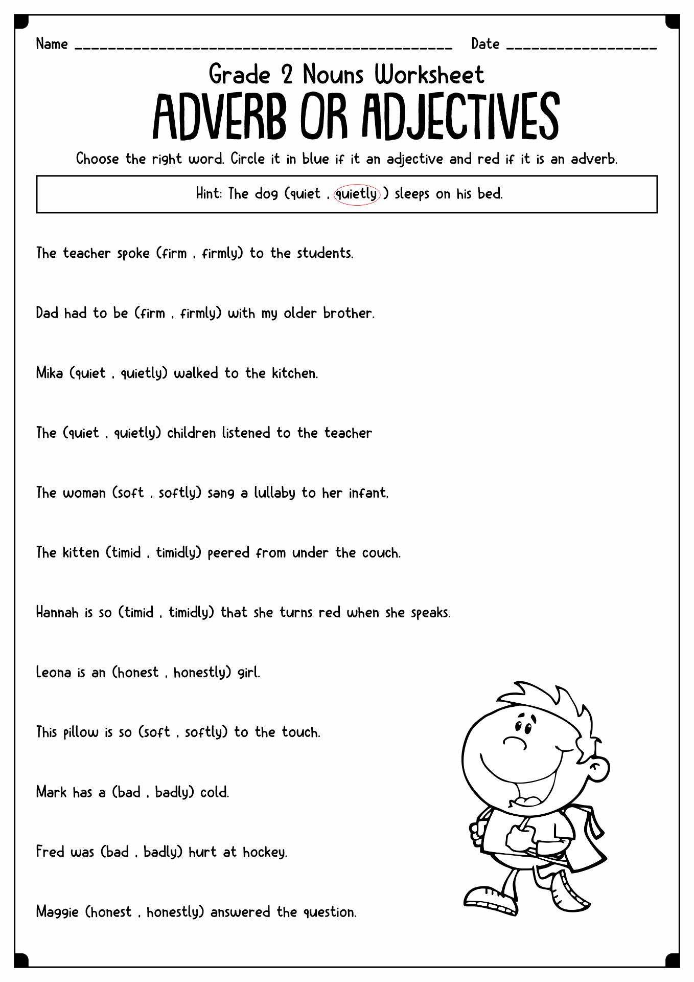 2nd Grade Adverb Vs Adjective Worksheets