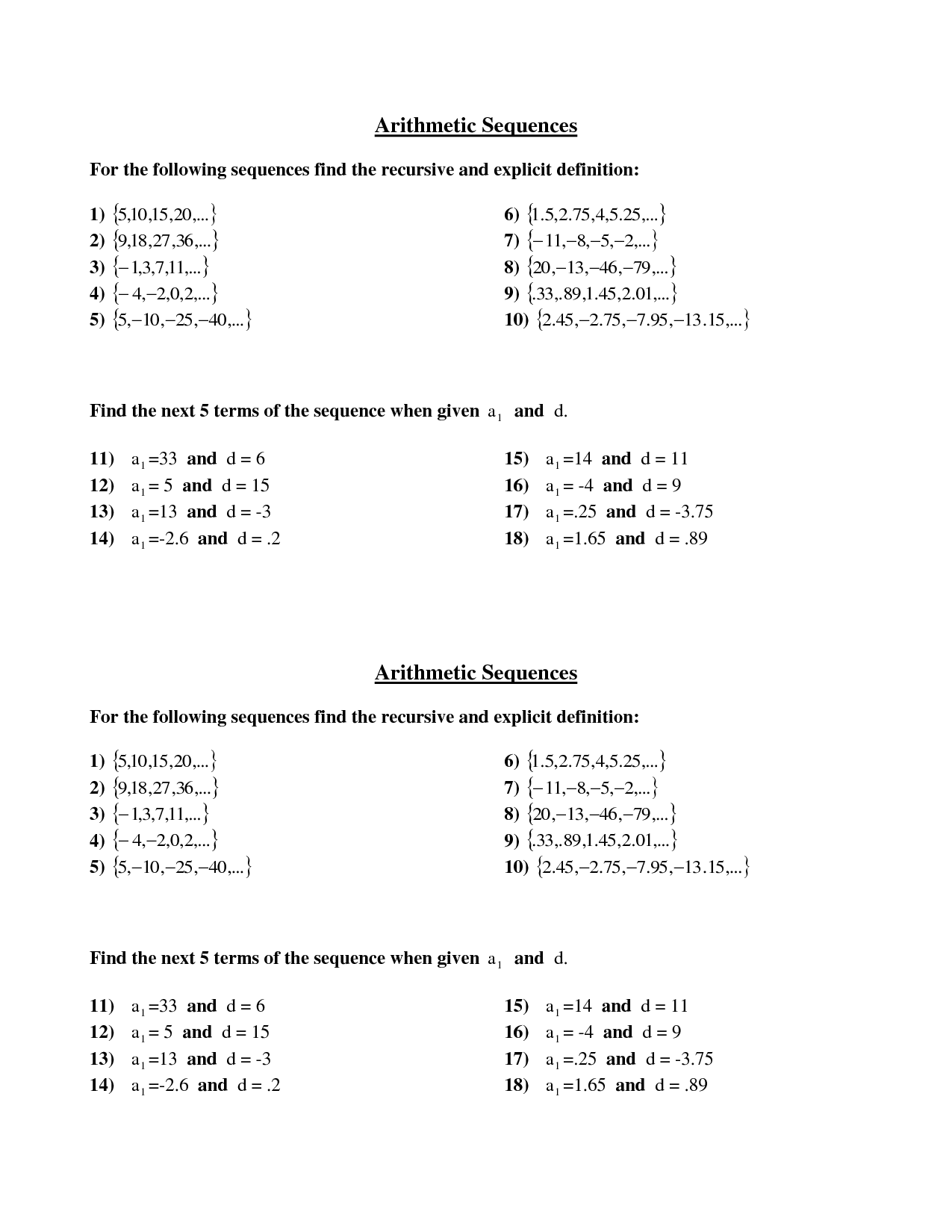 Geometric Sequence And Series Worksheet