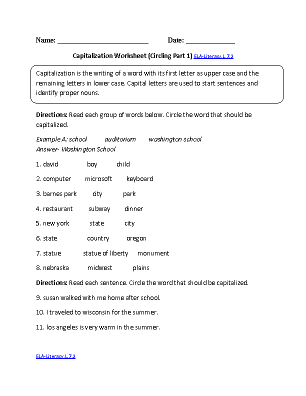 15 Best Images of Punctuation Worksheets Middle School - Capitalization