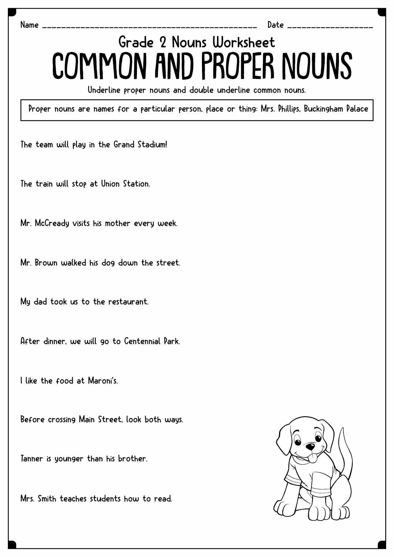 18 Best Images Of Proper Noun Worksheets For First Grade Common And
