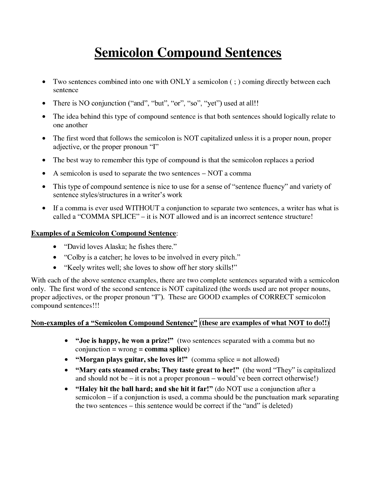 5th Grade Compound Sentences Worksheet