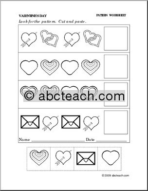 Day Valentine Preschool Worksheets Pattern