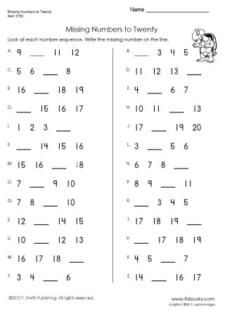 Fill in Missing Numbers Worksheets