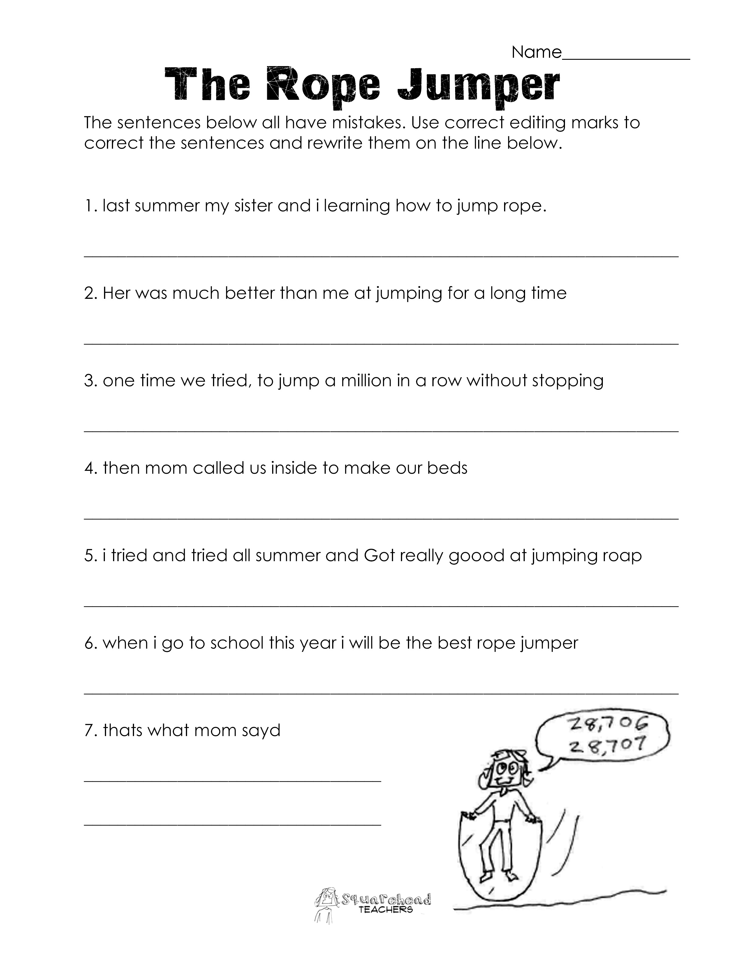 English Grammar Comprehension Worksheets