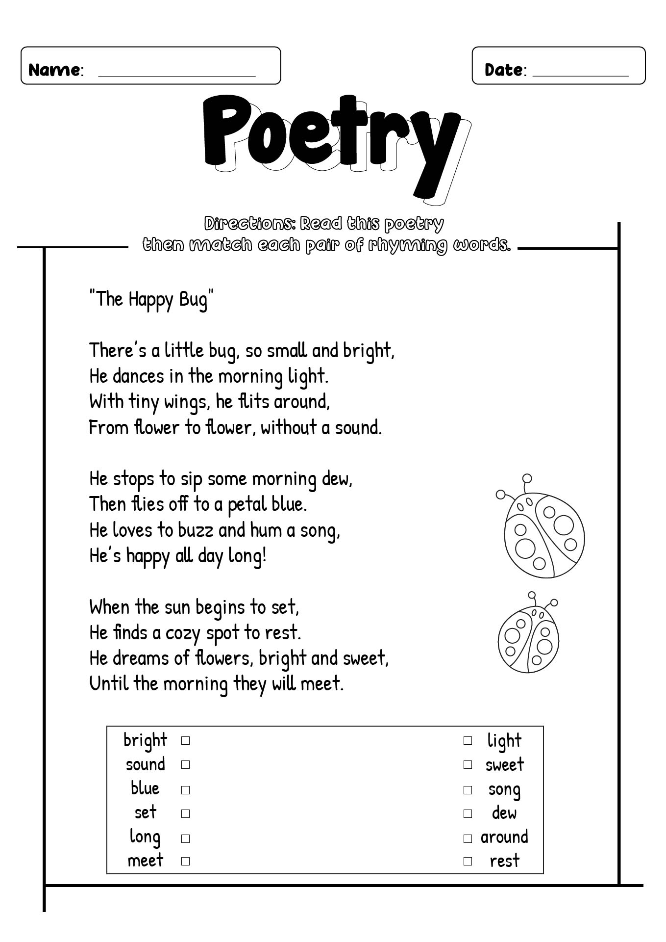Easy Poems For 3rd Graders