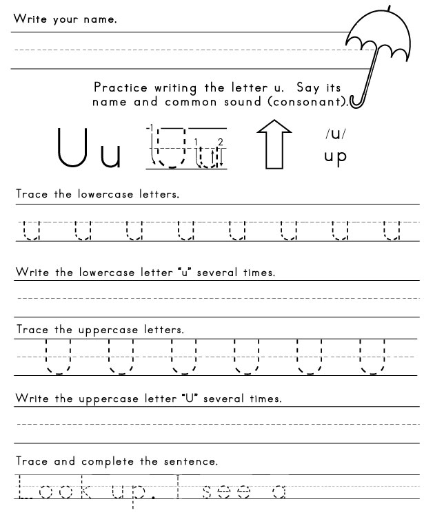10 Best Images of Letter Uu Worksheets  Letter U Kindergarten