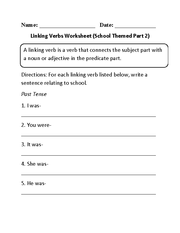 Linking Verb Coloring Worksheet Grade 1