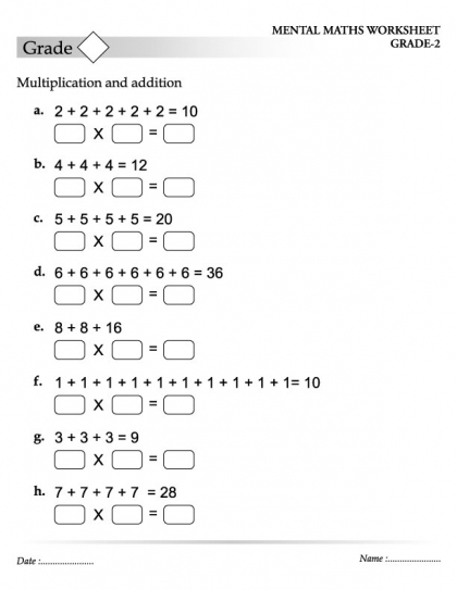 Multiplication and Repeated Addition Worksheets
