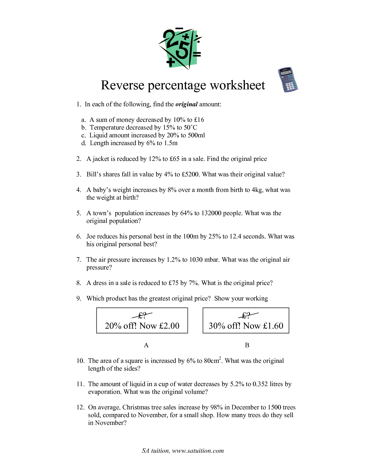 18 Best Images of Worksheet Finding Percent Tax  Percent Tax Tip Discount Word Problems 