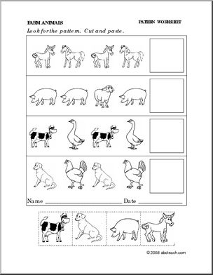 Preschool Cut and Paste Pattern Worksheets