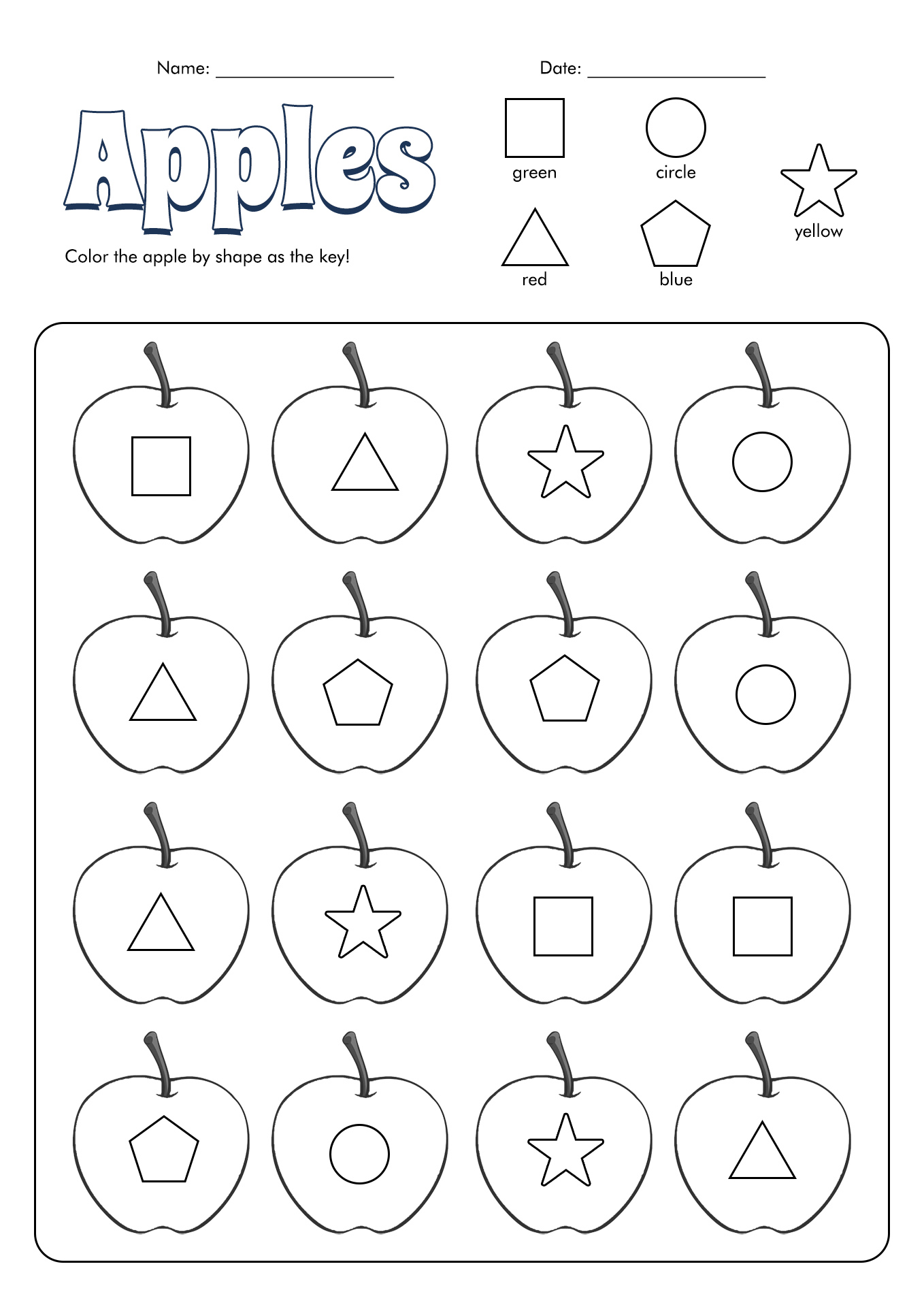 Free Apple Worksheets For Kindergarten