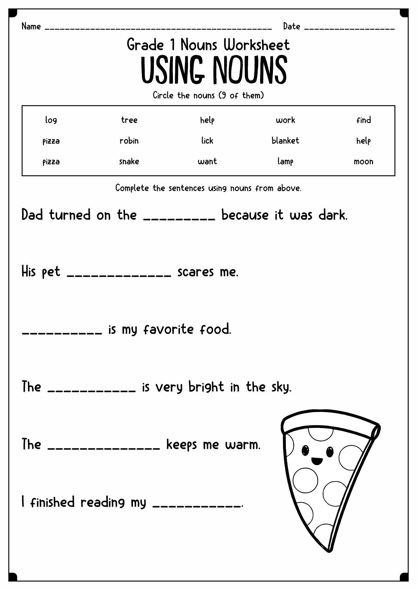 printable noun worksheets grade 1_536189