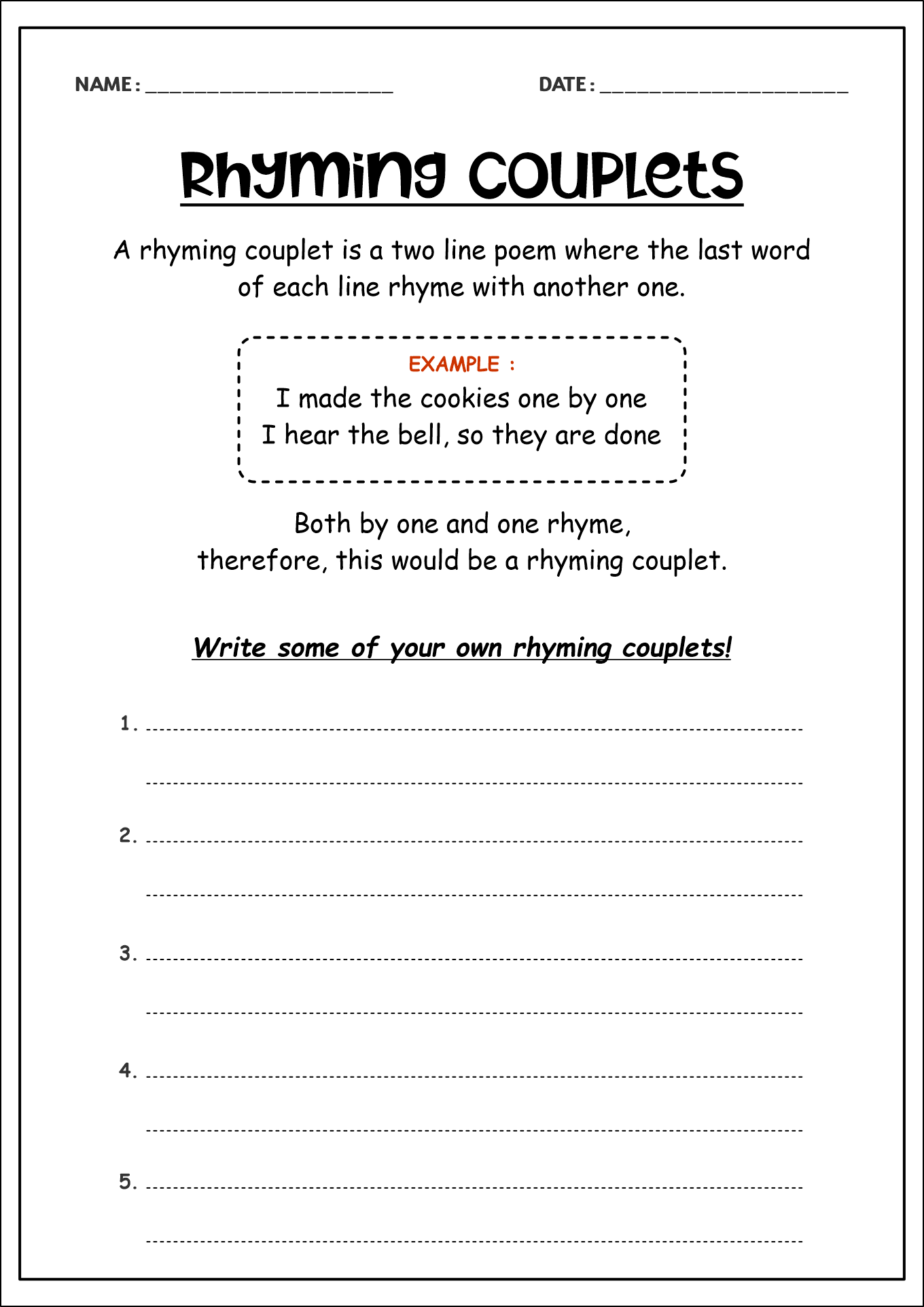 14 Best Images Of Worksheets Writing Couplets Heroic Couplet Poem