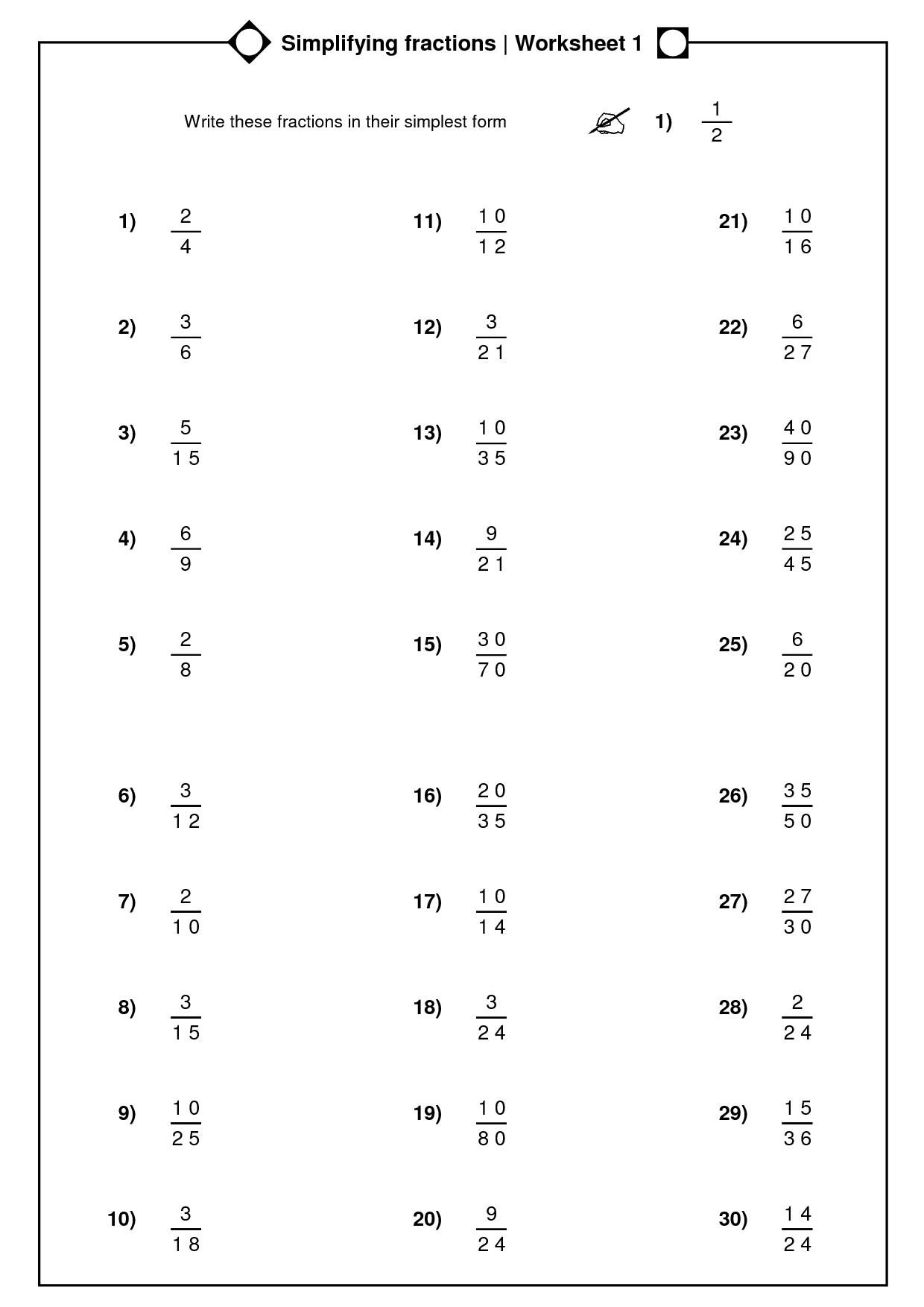 Fraction Multiplication Worksheet For Grade 6