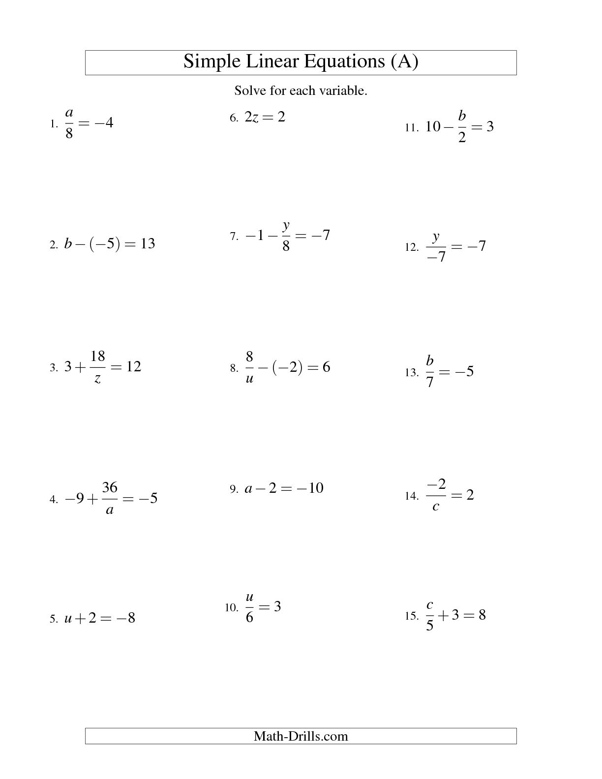 12 Best Images of Solving Linear Equations Worksheets Answers - Solving