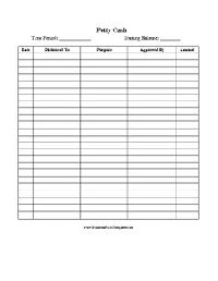 Petty Cash Forms Free Template