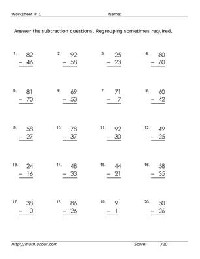 Subtraction Regrouping Worksheets 2nd Grade Math