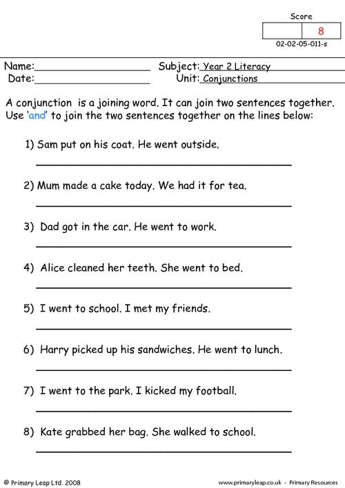 Interjection And Conjunction Worksheet