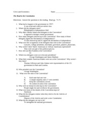 Constitution Worksheet Answers