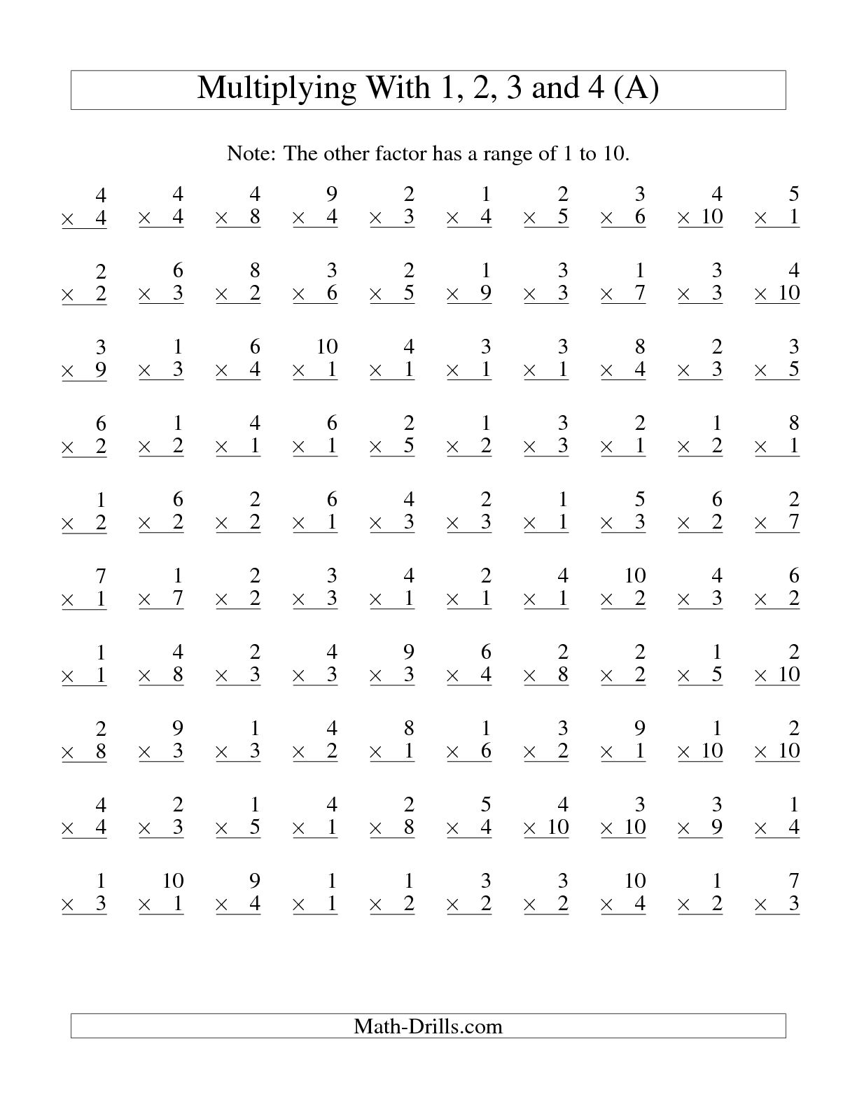 Multiplication Facts Up To 10 Worksheets