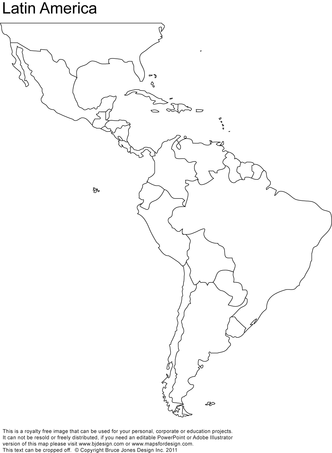 North and South America Map Blank