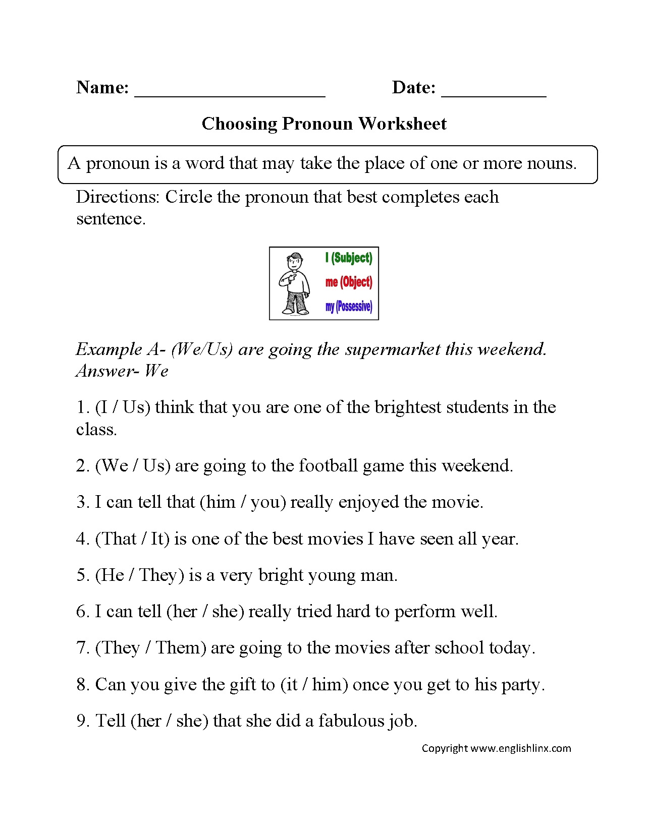 16 Best Images of Pronouns Worksheets 5th Grade - Pronoun Worksheets