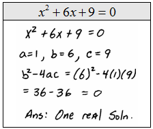 Quadratic Formula Discriminant and Solutions