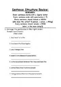 English Sentence Structure Worksheets