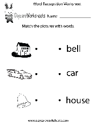 Free Printable Preschool Word Recognition Worksheets