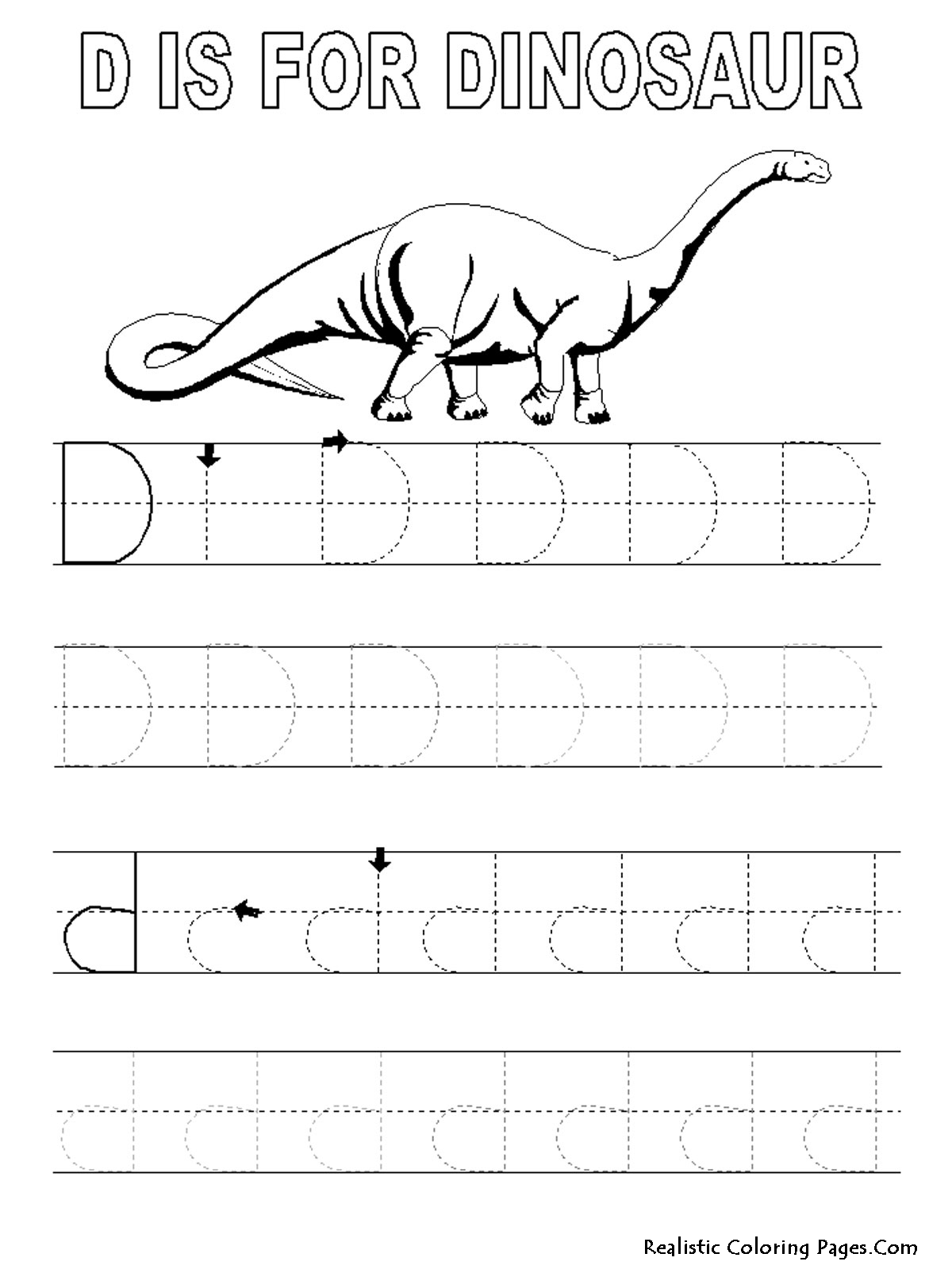 Tracing Letter D Coloring Pages