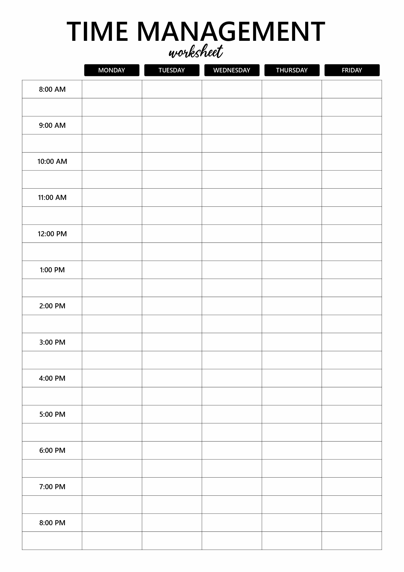 18 Best Images of Time Management Schedule Worksheets ...