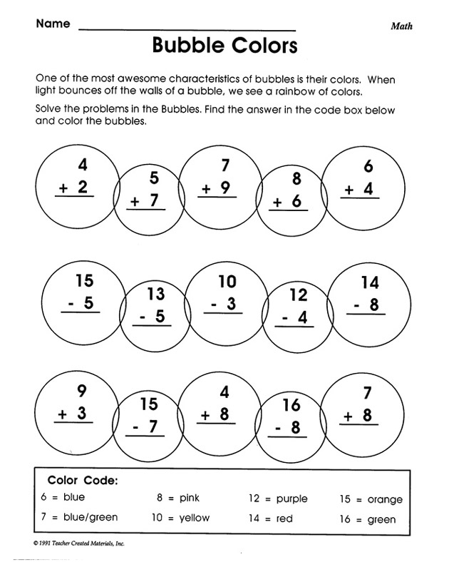 2nd Grade Math Subtraction Coloring Worksheets